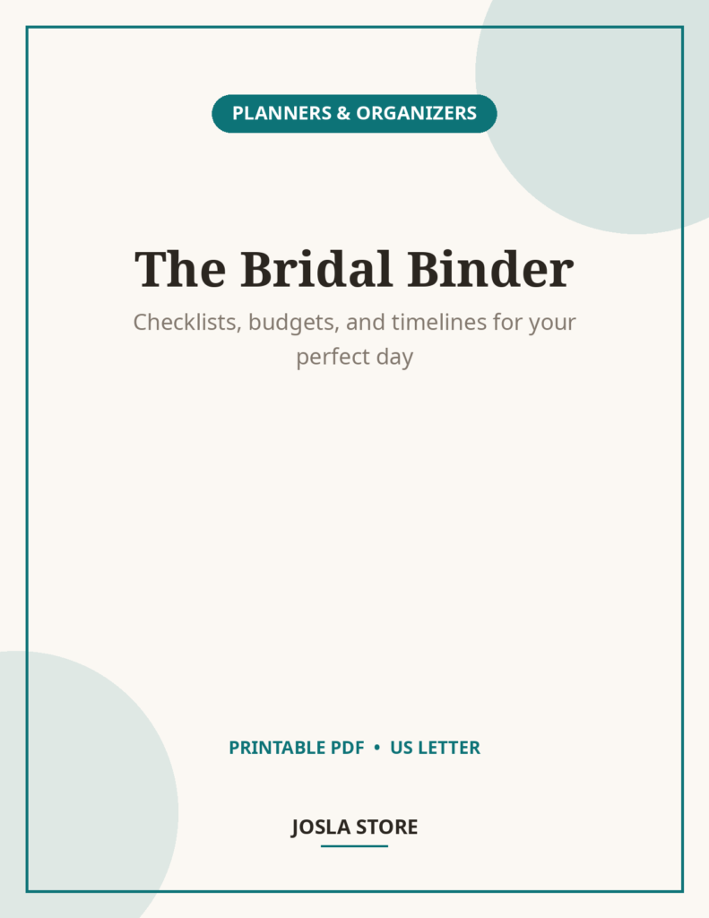 Wedding Day Planner, Bridal Checklist & Timeline Binder