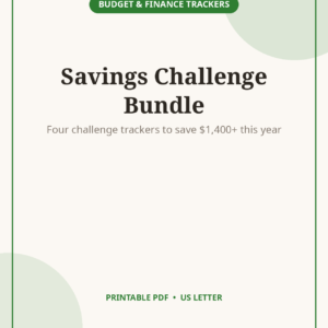 52-Week Savings Challenge Bundle, Money Saving Printables