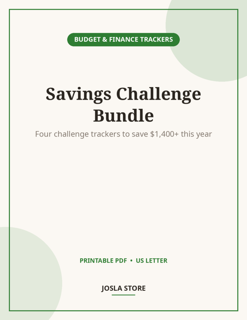 52-Week Savings Challenge Bundle, Money Saving Printables