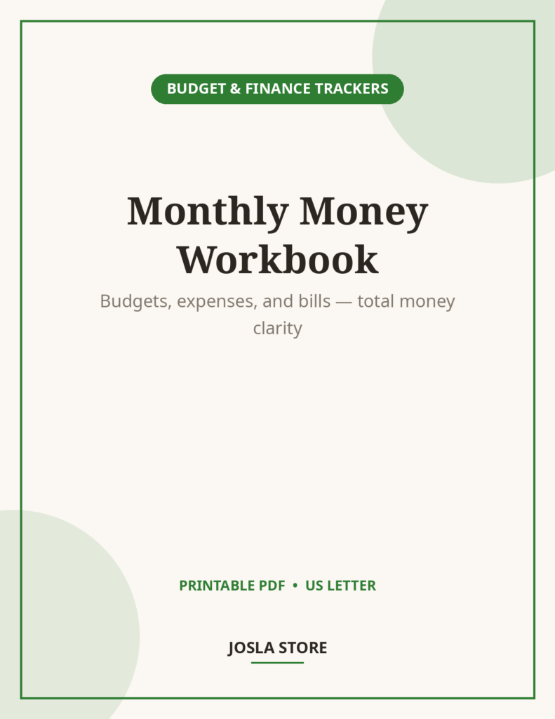 Monthly Budget & Expense Tracker, Bill Organizer Workbook