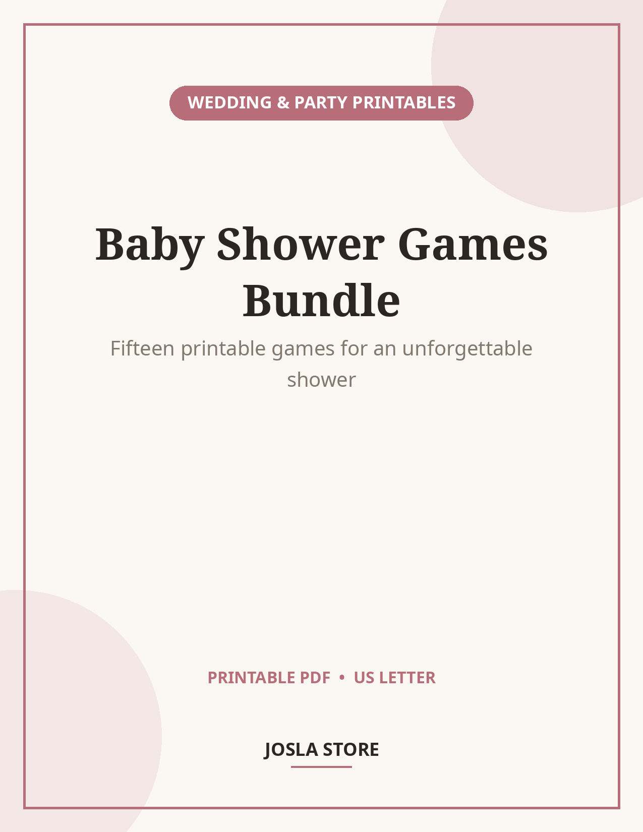 Baby Shower Games Bundle, 15 Printable Party Games