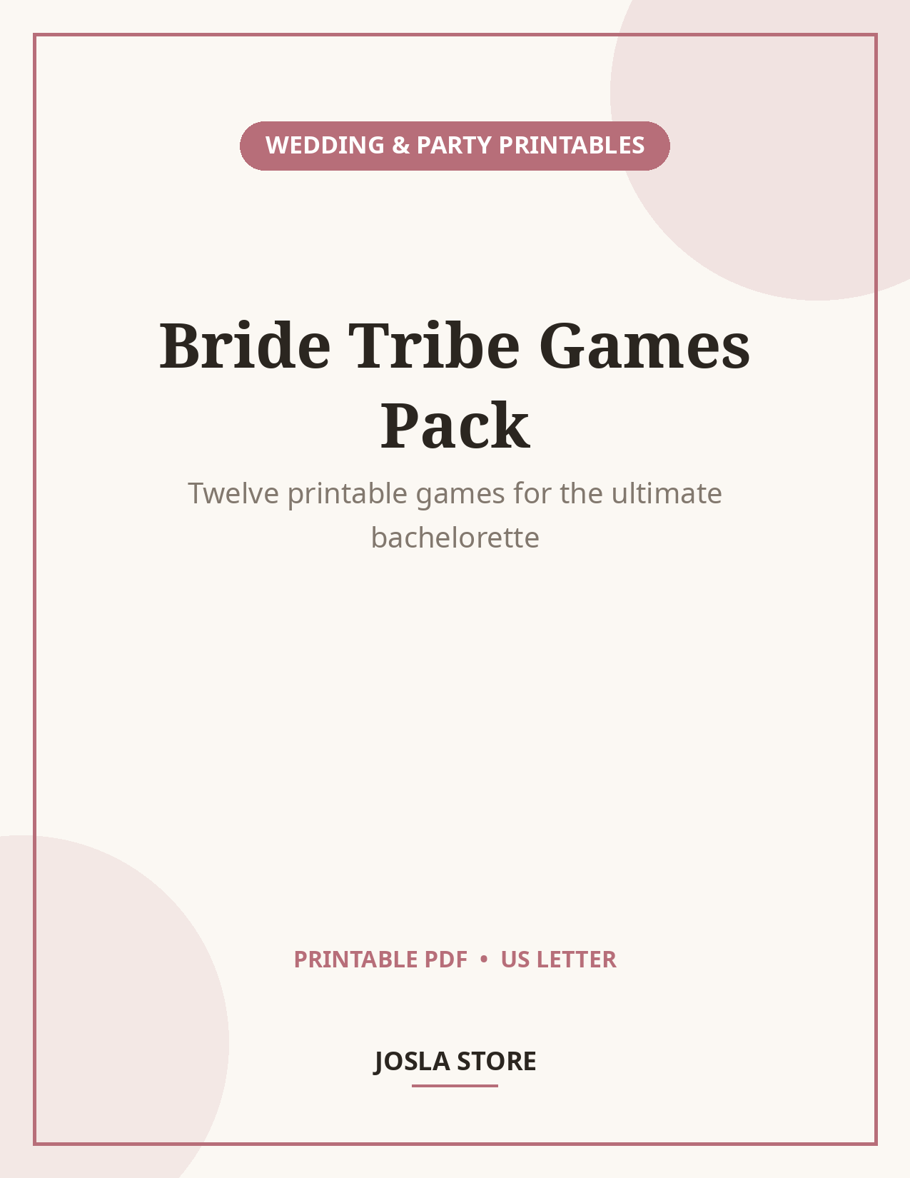Bachelorette Party Games Pack, 12 Fun Printable Games