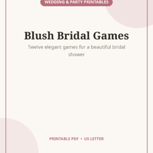 Bridal Shower Games Bundle, 12 Elegant Printable Games