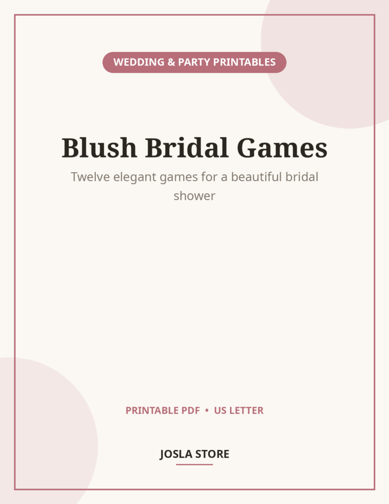 Bridal Shower Games Bundle, 12 Elegant Printable Games