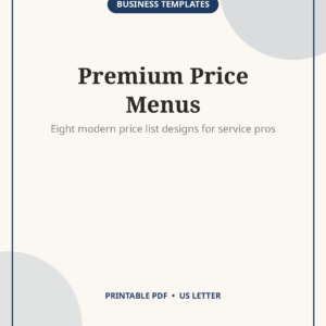 Price List Template Bundle, Salon Spa & Service Menus