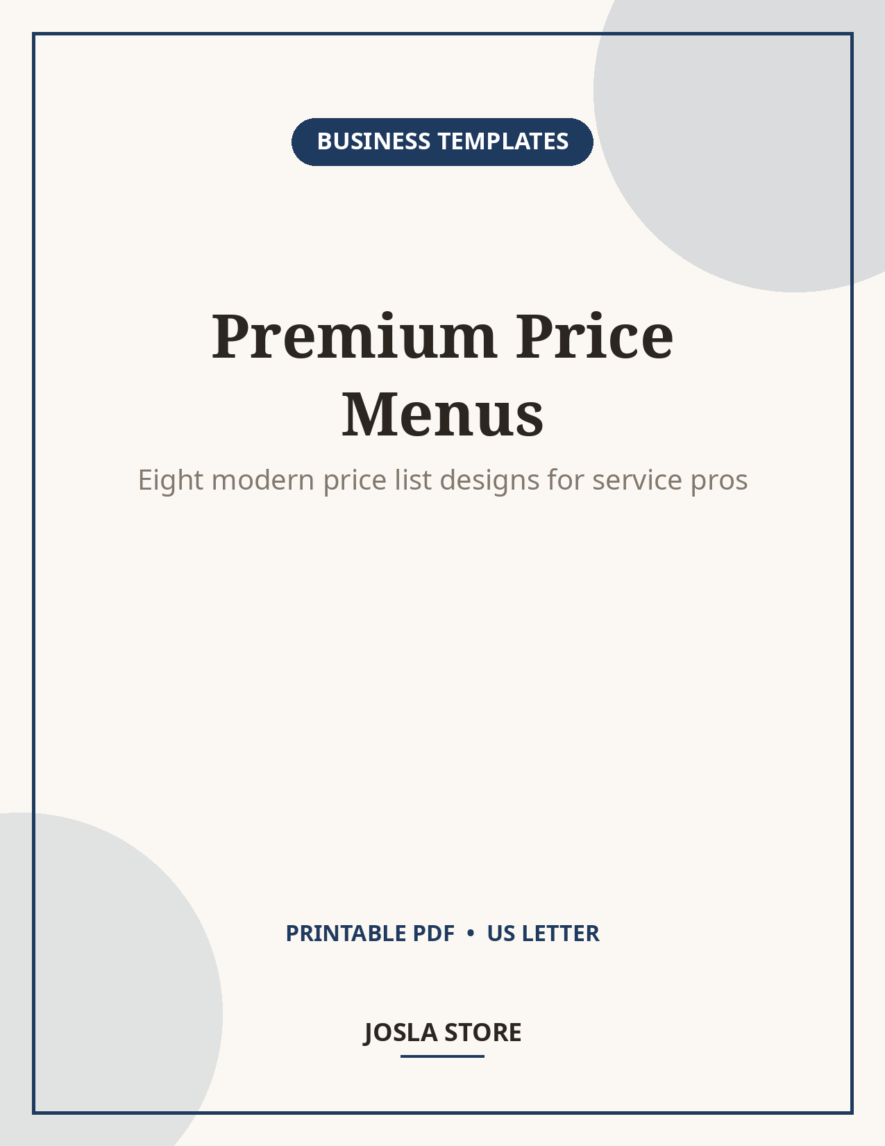 Price List Template Bundle, Salon Spa & Service Menus