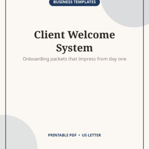 Client Welcome Packet Template, Onboarding for Creatives