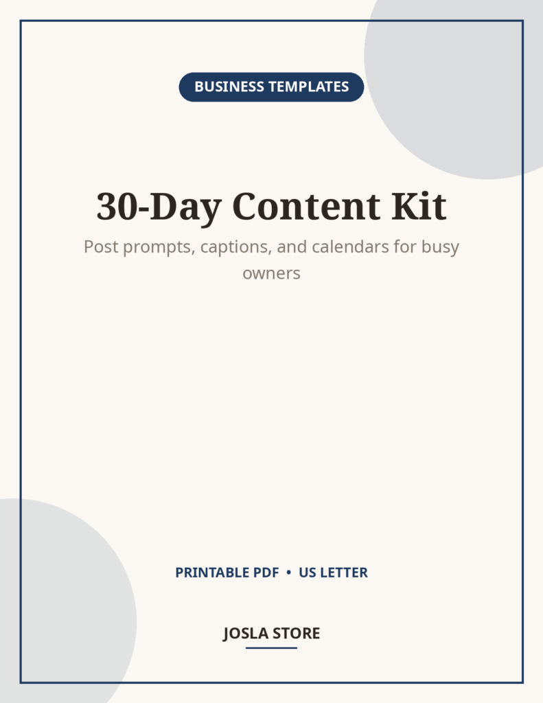 Social Media Content Kit, 30-Day Planner for Small Business