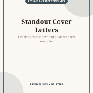 Cover Letter Template Pack, 5 Standout Designs + Guide