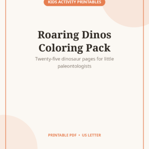 Dinosaur Coloring Pack, 25 Fun Dino Pages for Kids