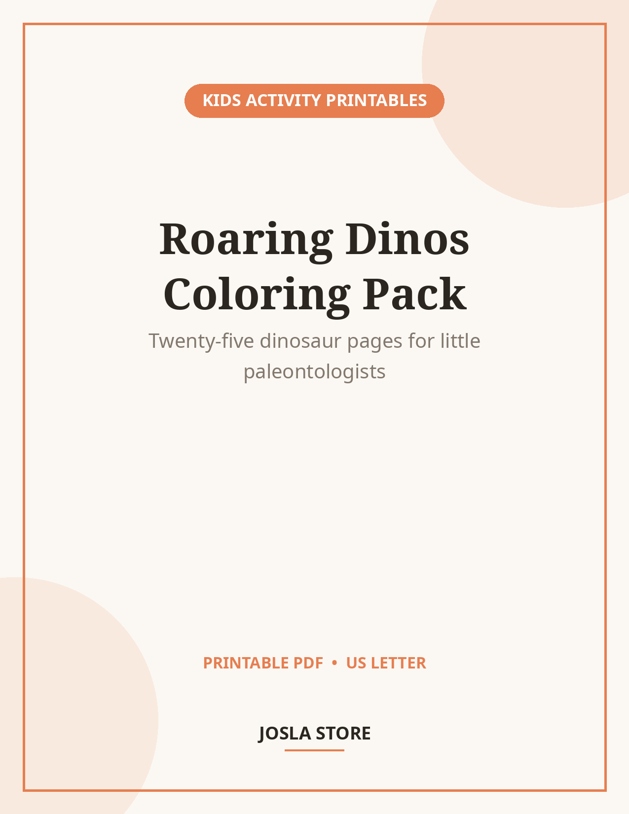 Dinosaur Coloring Pack, 25 Fun Dino Pages for Kids
