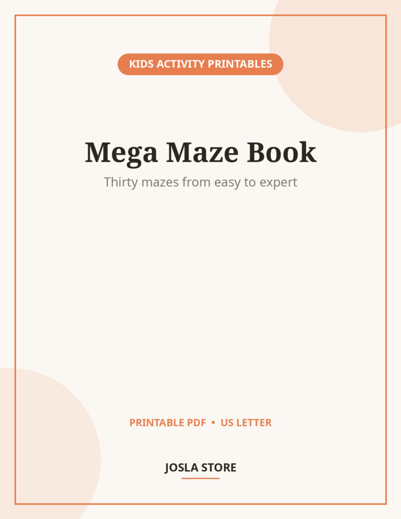 Maze Activity Book, 30 Printable Mazes for Kids