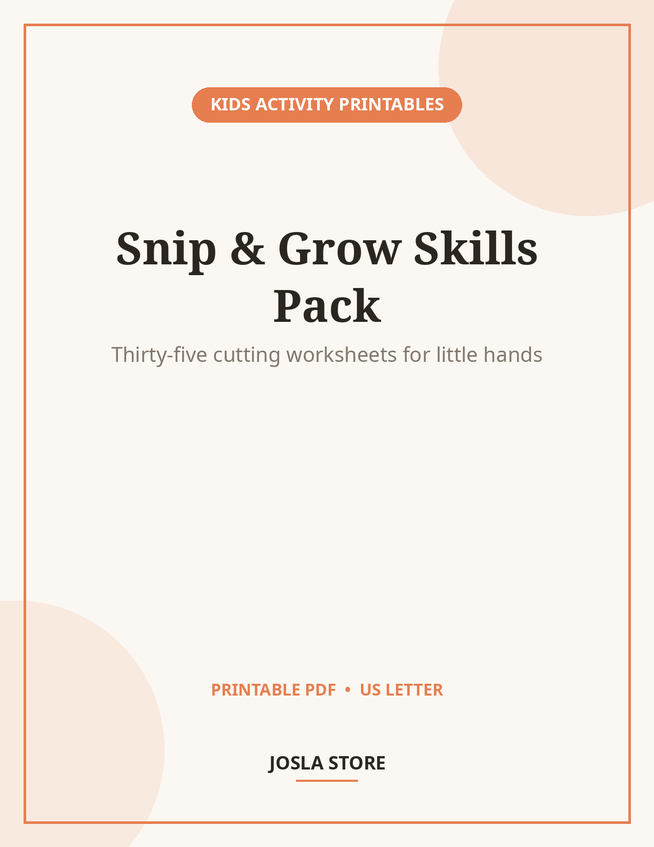 Scissor Skills Practice Pack, 35 Cutting Worksheets