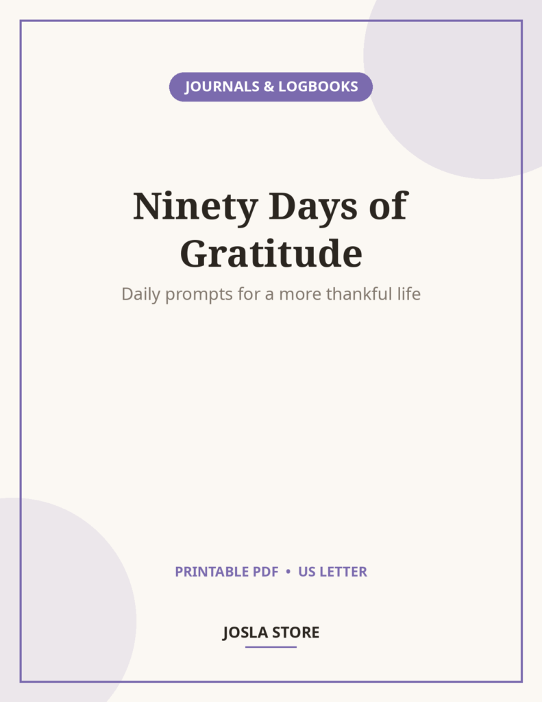 Gratitude Journal, 90 Days of Thankfulness Prompts