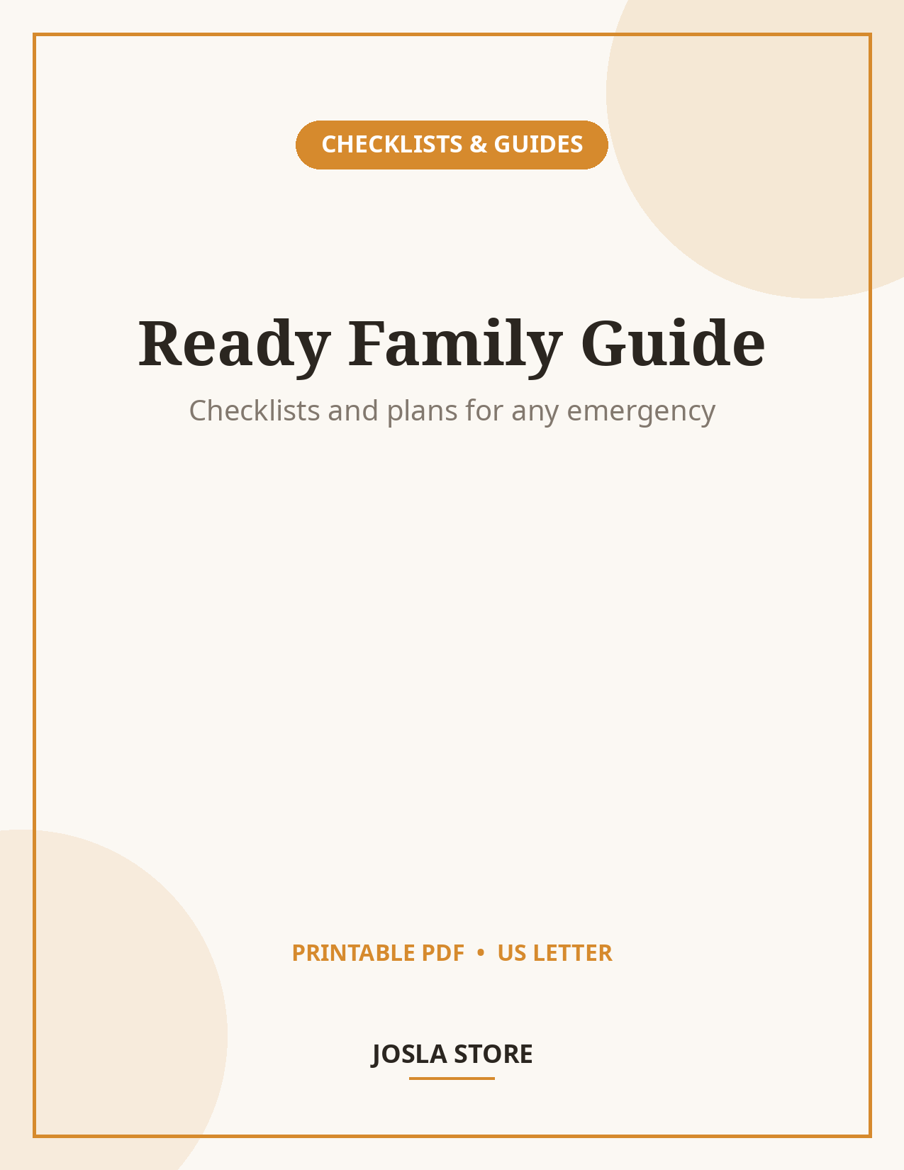 Emergency Preparedness Guide, Family Safety Checklists