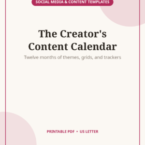 Content Calendar Planner, 12-Month Social Media Organizer