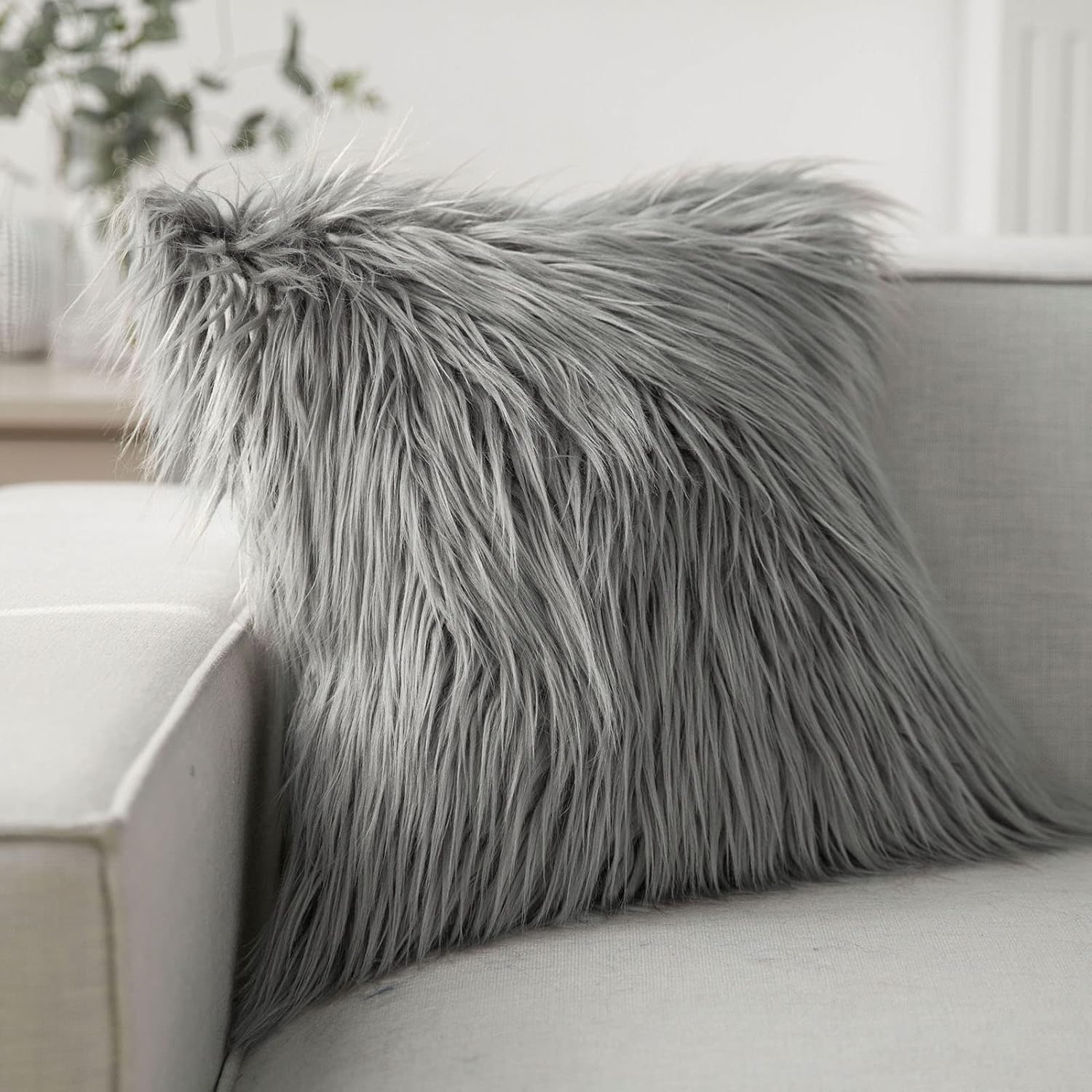 Faux Fur Throw Pillow — Cozy Accent 
Cushion - Image 1