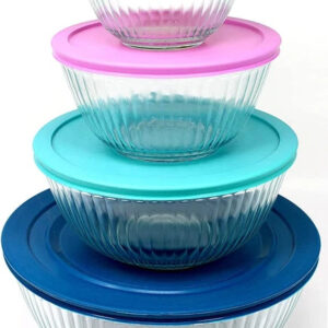 Pyrex Glass Mixing Bowls with Lids, 8-Piece Set