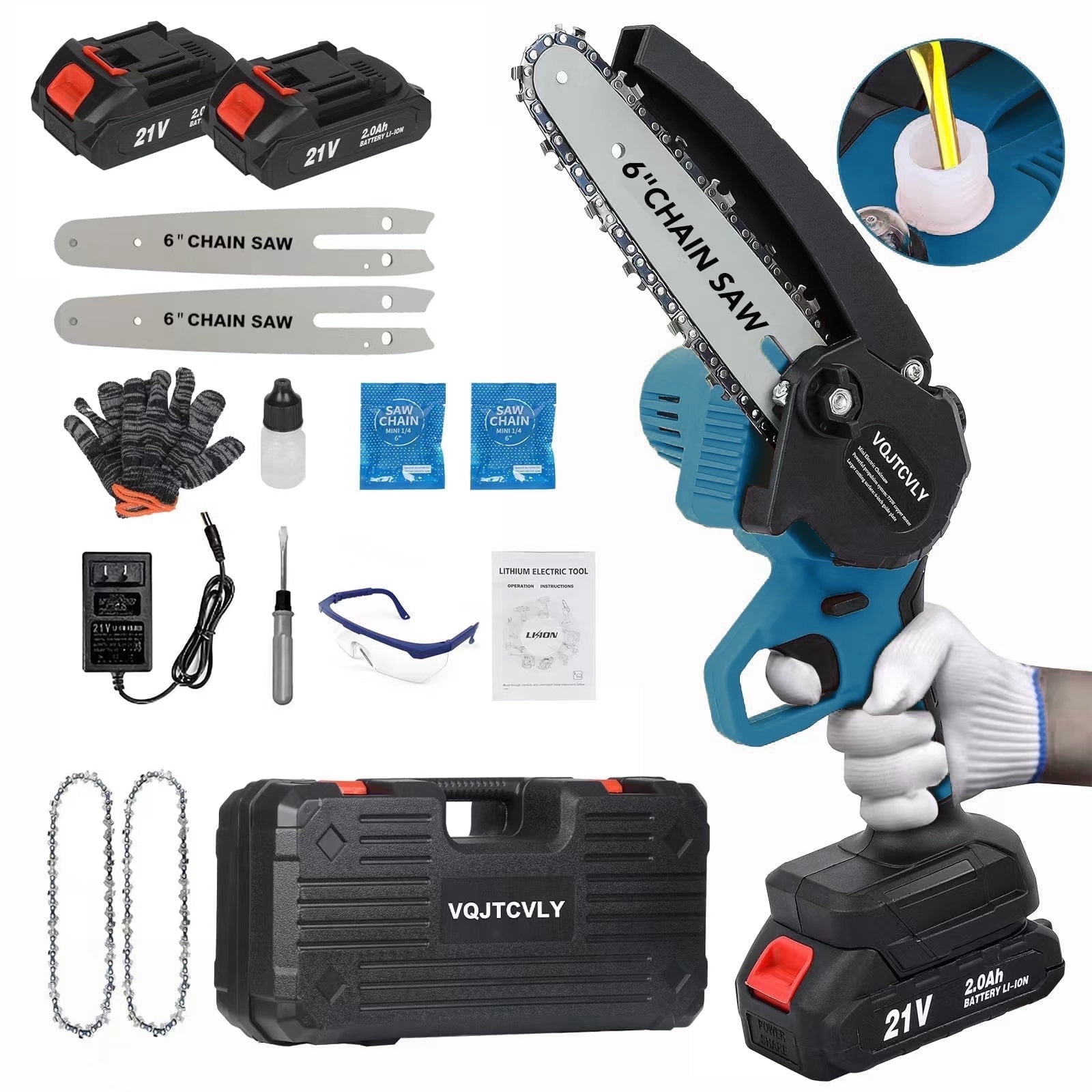 6-Inch Cordless Mini Chainsaw with Battery - Image 1