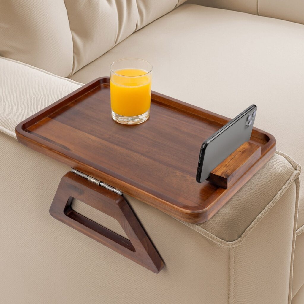 Acacia Wood Sofa Console Tray