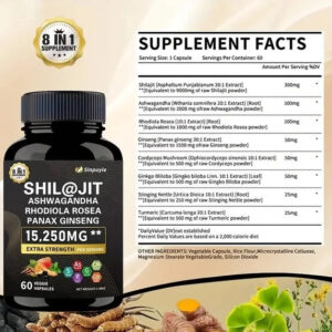 15-in-1 Sea Moss & 8-in-1 Shilajit Ashwagandha Supplement Bundle Energy Mood Support 60 Capsules Each - Image 2