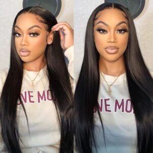 4x4 Lace Human Hair Wig Natural Color, Straight Texture, 150% Density - Image 3