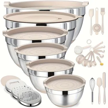 26pcs Stainless Steel Mixing Bowls with Airtight Lids