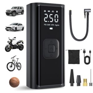 Portable Tire Inflator with Digital Pressure Gauge – 180 PSI 
Rechargeable
