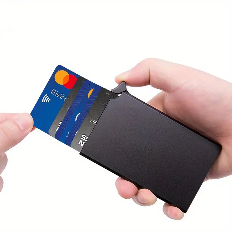 RFID-Blocking Pop-Up Card Holder for Men (Carbon Fiber Texture)