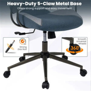 Gray Blue Color Blocking Office Chair With 2D Adjustable Headrest, Ergonomic High-Back Desk Chair 330 Lbs Capacity - Image 5